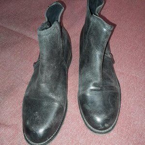 Distressed Black Leather Treasure & Bond Ankle Boots